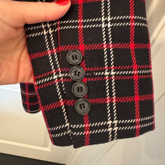 Michael Kors Collection Black and Red Plaid Blazer - Picture 6 of 6